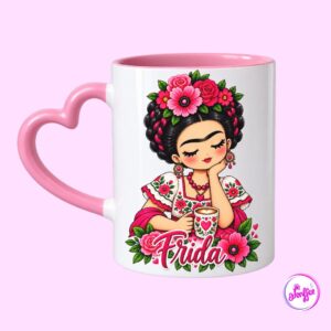 FRIDA KHALO pink handle Mug